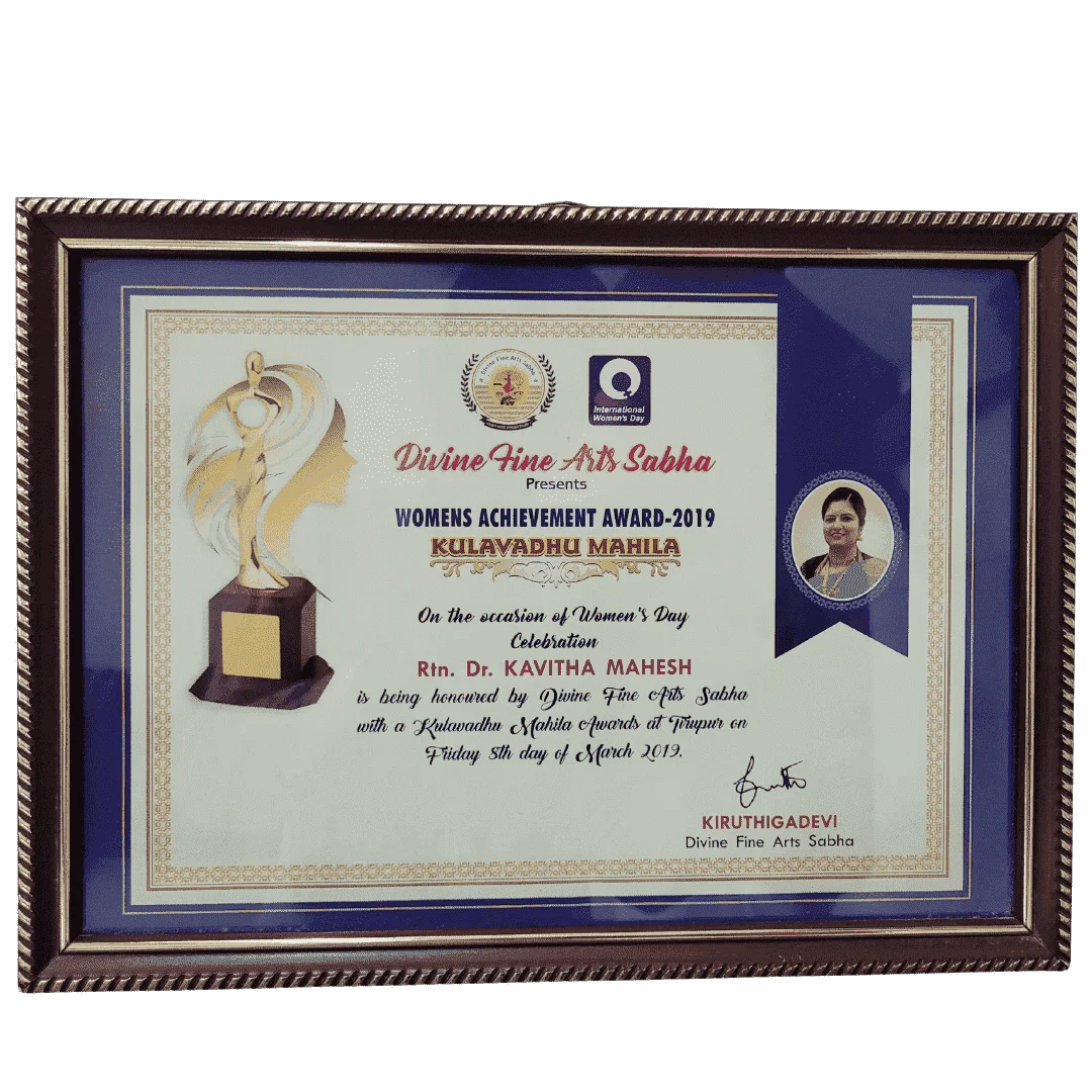Dr Kavitha Mahesh Certificate